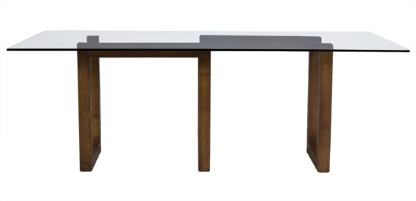 Glass Top Dining Table | Maze Base Dining Table | Modern Maze Wood Base - Image 4