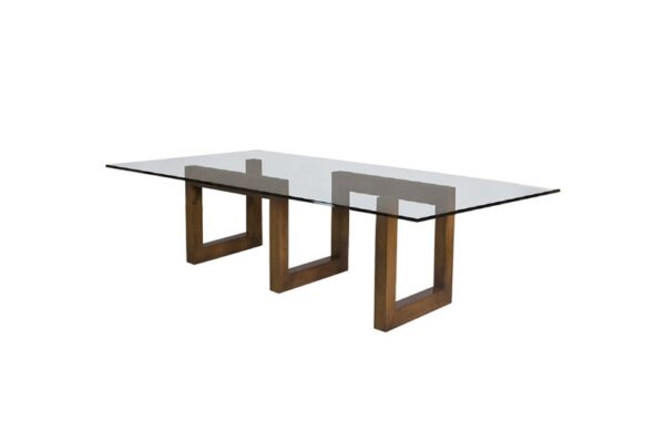 Glass Top Dining Table | Maze Base Dining Table | Modern Maze Wood Base - Image 6